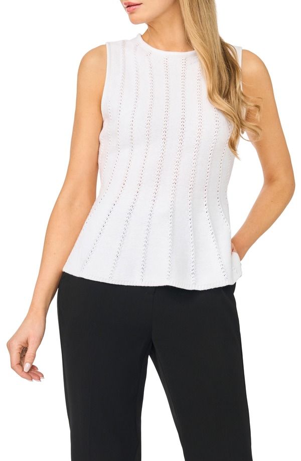 ハロゲン レディース アウター ニット・セーター ノースリーブ Halogen Sleeveless Peplum Top NEW IVORY アイボリー 12,056円
