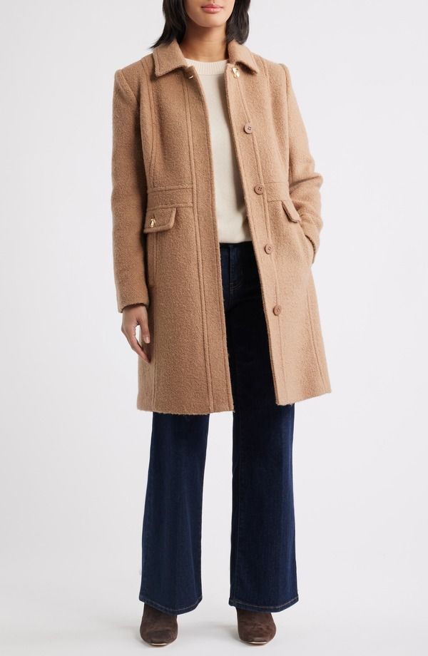 サムエデルマン レディース アウター ジャケット・ブルゾン コート Sam Edelman Inset Waist Boucl Coat CAMEL キャメル