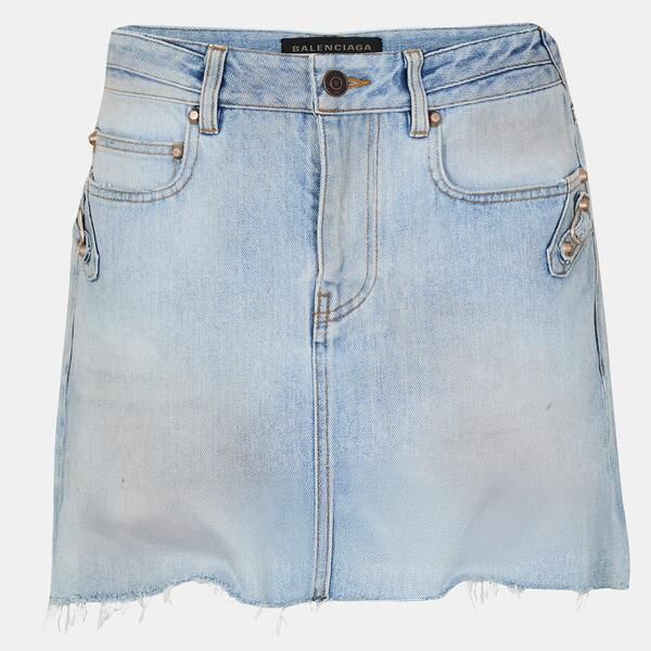 バレンシアガ レディース ボトムスカート ミニ デニム Balenciaga Womens Bal City Mini Denim Skirt Light Blue ブルー