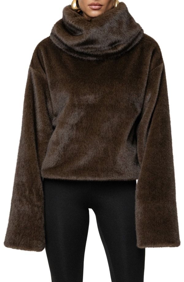 ジェイラックスレーベル レディース アウター ニット・セータートルネック JLUXLABEL Turtleneck Faux Fur Pullover BROWN ブラウン 29,120円