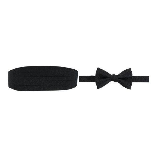 トラファルガー メンズ アクセサリー ベルト シルク Trafalgar Banbury Tone on Tone Paisley Silk Cummerbund Bow Tie Bundle Bla