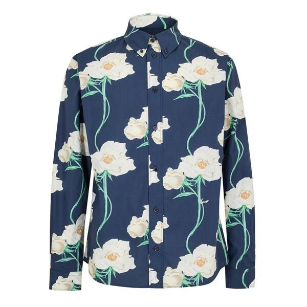 ケンゾー メンズ トップス シャツ Kenzo Mens Long Sleeve Patterned Shirt Navy Blue ネイビー