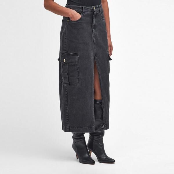 バブアー レディース ボトムスカート ミディ Barbour International Tamsin Cargo Midi Skirt Washed Black ブラック