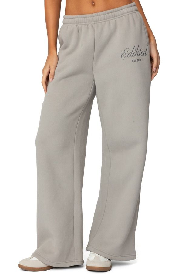 アディクテッド レディース ボトムス カジュアルパンツ ワイドレッグ スウェットパンツ Get Edikted Wide Leg Sweatpants GRAY グレー