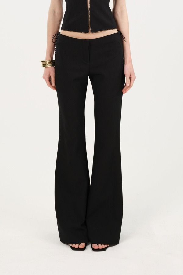 ノクチューン レディース ボトムス レギンスリムフィット ローライズ パンツ Nocturne Side Tie Low Rise Slim Fitrousers Black ブラック