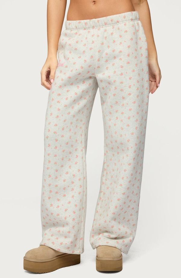 アディクテッド レディース ボトムス カジュアルパンツ ワイドレッグ スウェットパンツ EDIKTED Flower Power Wide Leg Sweatpants LIGHTGRAYMELANG 12,935円