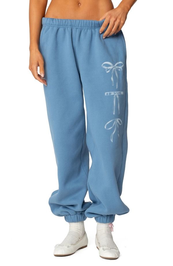 アディクテッド レディース ボトムス カジュアルパンツ スウェットパンツ EDIKTED Bow Bliss Oversized Sweatpants BLUE ブルー 13,285円