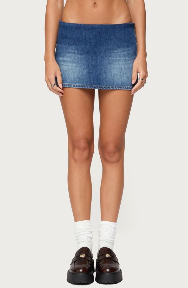 アディクテッド レディース ボトムス デニムパンツ ミニ EDIKTED Archie Stretch Deniminiskort BLUE ブルー