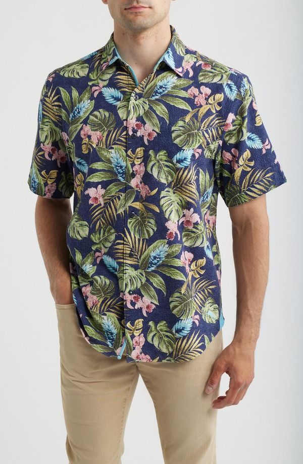 トッミーバハマ メンズ トップス シャツ フラワー柄 フラワー Tommy Bahama Nova Wave Selva Gardens Floral Short Sleeve Seersucker