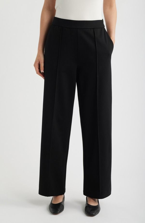 エイリーンフィッシャー レディース ボトムス レギンス ワイドレッグ ハイウエスト パンツ Eileen Fisher Pintuck High Waist Wide Leg Pants BLACK