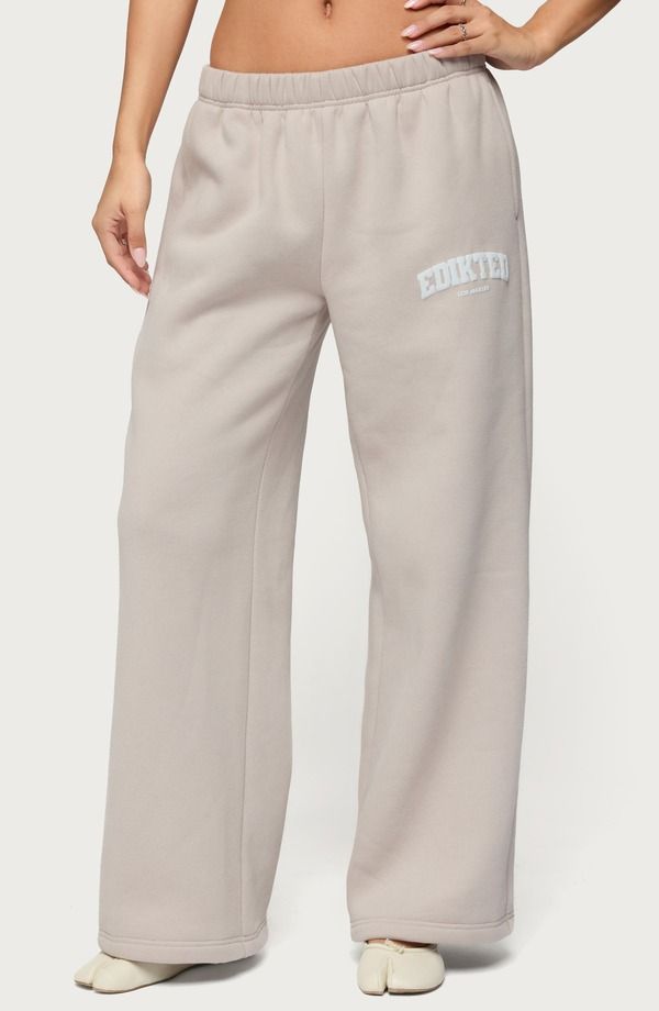 アディクテッド レディース ボトムス カジュアルパンツ ワイドレッグ スウェットパンツ EDIKTED LA Wide Leg Sweatpants BEIGE ベージュ 12,411円