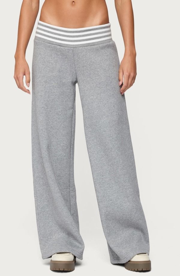 アディクテッド レディース ボトムス カジュアルパンツ ローライズ スウェットパンツ EDIKTED Eloura Stripe Waist Low Rise Sweatpants GRAYMELAN