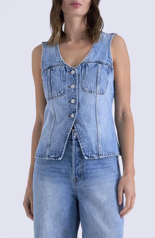 ピストーラ レディース トップス シャツ ベスト デニム Pistola Gia Fitted Collarless Denim Vest HAZY デニム