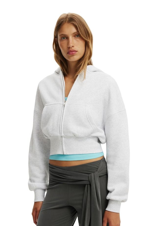 コットンオン レディース アウター カーディガン フルジップ パーカー Cotton Womens Oversized Zip Throughoodie Light Grey Marle グレー