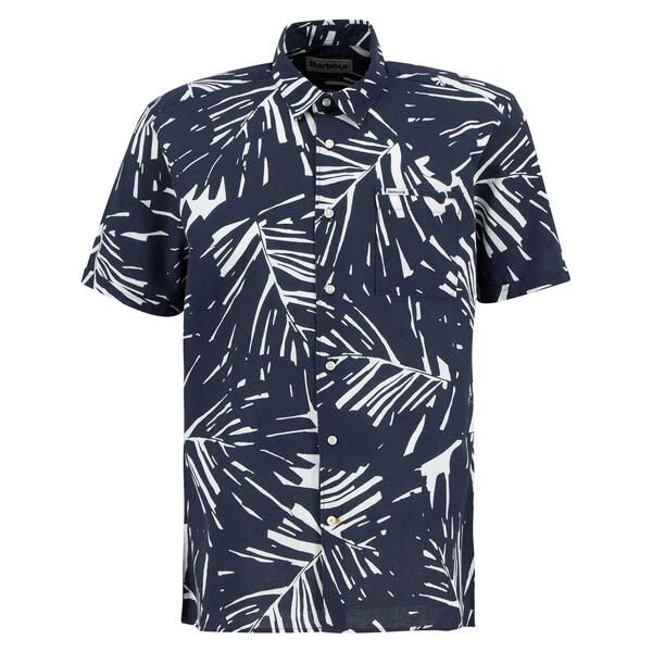バブアー メンズ トップス シャツ Barbour Menshort Sleeve Patterned Shirt Navy NY91 ネイビー