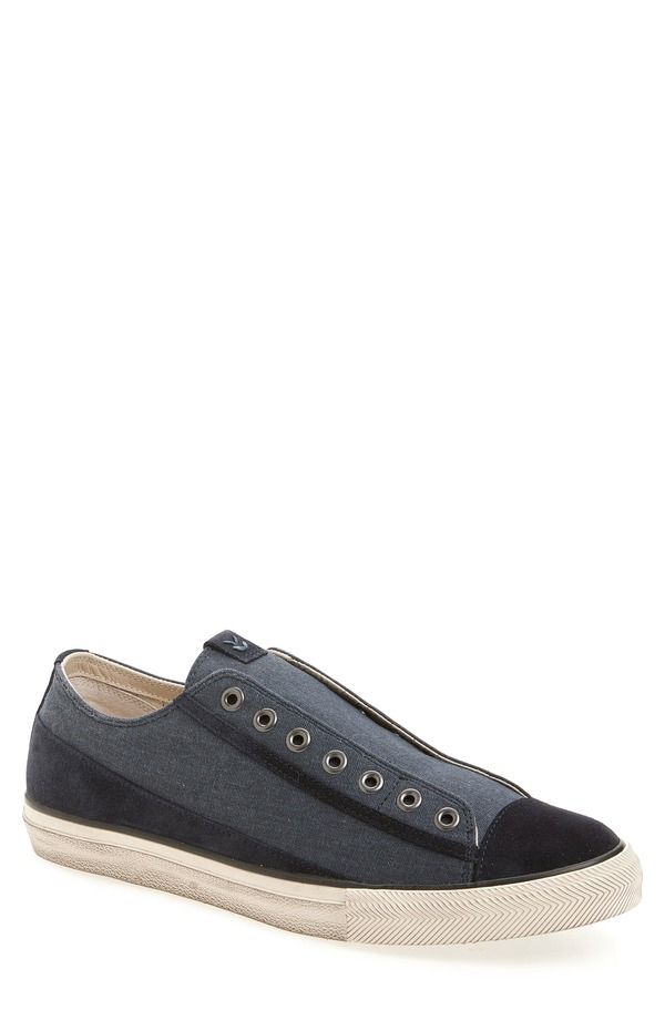 ジョンバルベイトス メンズ シューズ スニーカー ヴィンテージ レース John Varvatos Vintage Laceless Low Top Sneaker Men BLUE STONE ブル