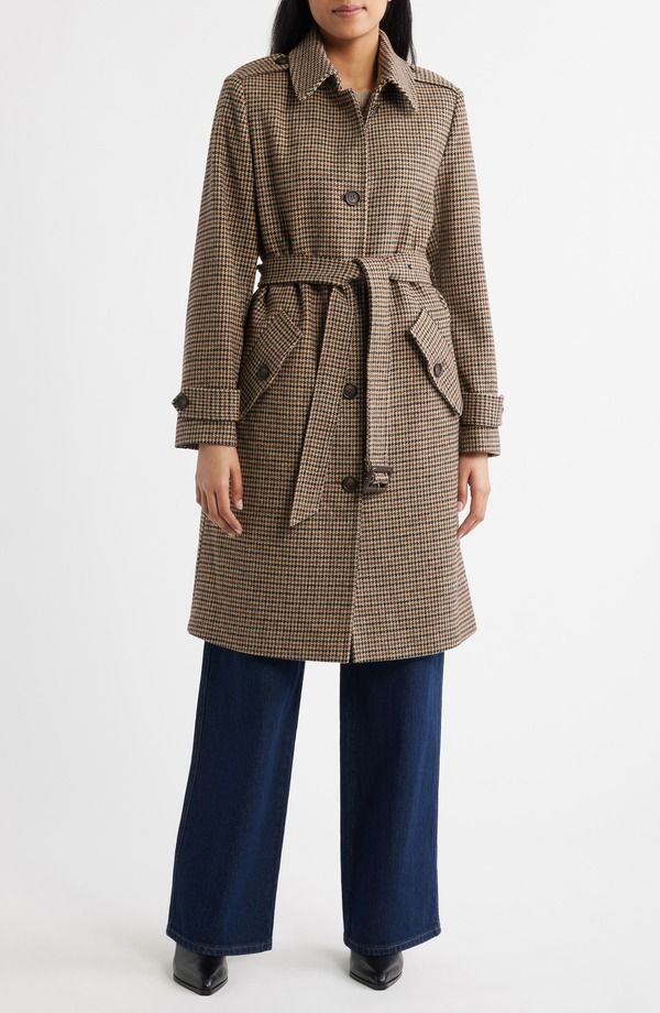 ベルナルド レディース アウター ジャケット・ブルゾン コート Bernardo Long Belted Coat BROWN GINGHAM ブラウンジャンパー・ブルゾン