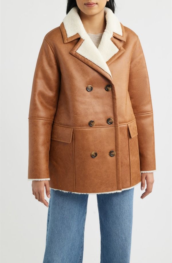 ベルナルド レディース アウター コート Bernardouble Breasted Faux Shearling Coat COGNAC WHITE ホワイト 31,070円