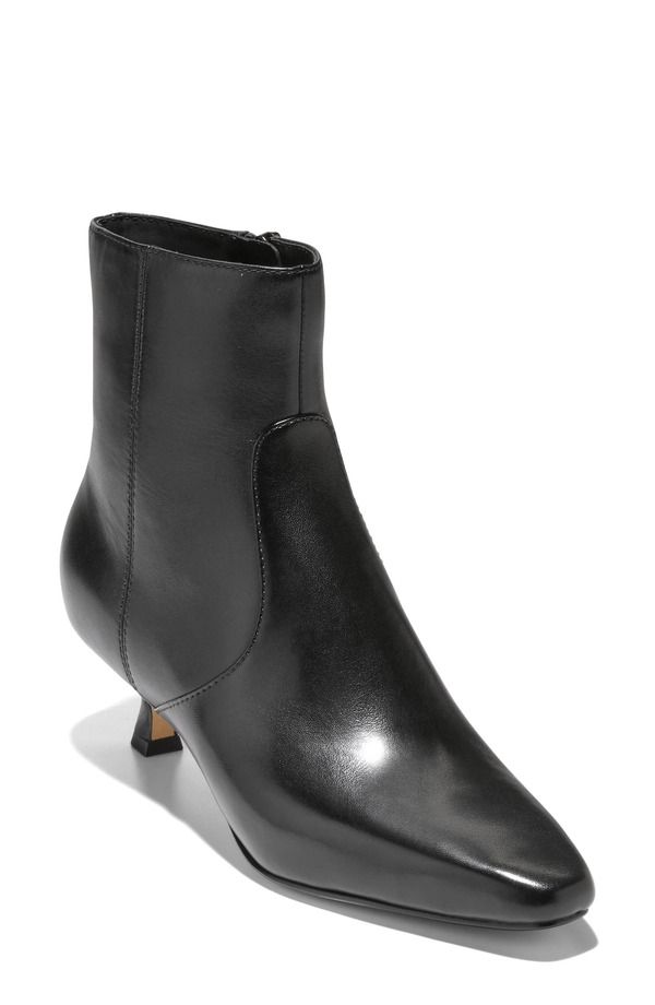 コールハーン レディース シューズ ブーツ・レインブーツ ヒール Cole Haan Tyldie Kitten Heel Bootie Women BLACK LEATHER ブラック