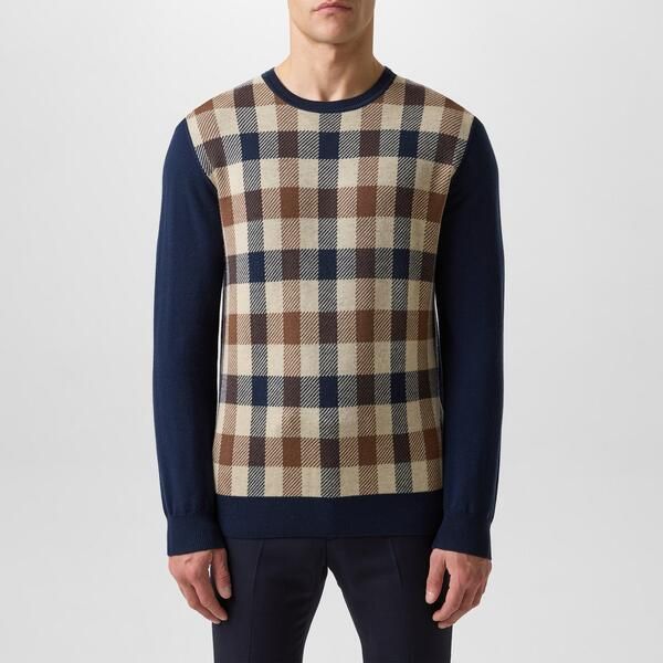Aquascutum チェック柄ニットセーター Mサイズ アクアスキュータム メンズ アウター ニット・セーター Aquascutum