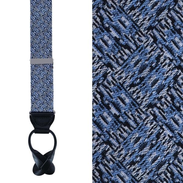 トラファルガー メンズ アクセサリー ベルト シルク Trafalgar Benitos Blue Basket Weave Pattern Silk Novelty Button End Suspe