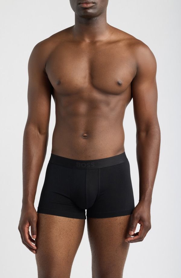 ボス メンズ アンダーウェア トランクス コットン BOSS 3Pack Cotton Microfiber Trunks BLACK ブラック 12,766円