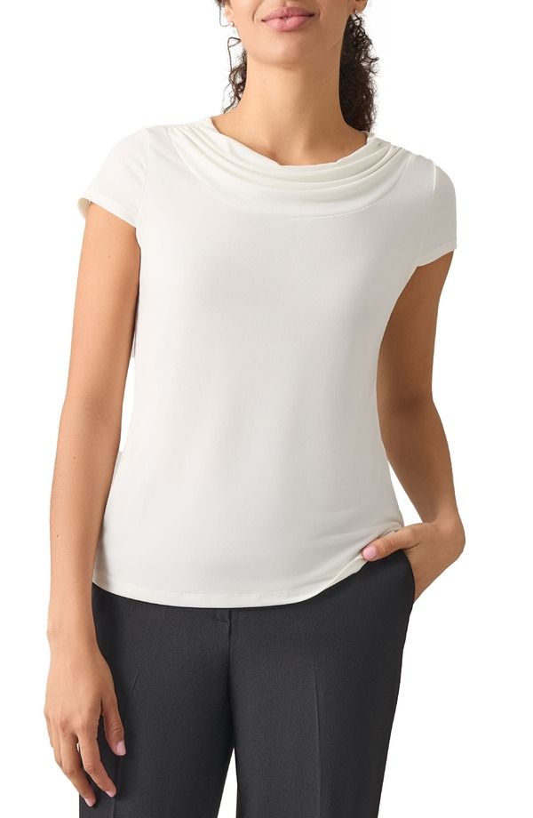 カスパール レディース トップス シャツ プチ キャップ KASPER Cap Sleeve Cowl Neck Top Petite Regular VANILLA ICE