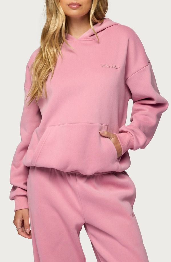 アディクテッド レディース アウター ニット・セーター パーカー EDIKTED Basic Girl Oversize Hoodie PINK ピンク