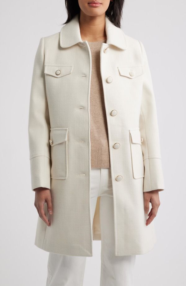 セセ レディース アウター ジャケット・ブルゾン コート CeCe Textu red Flapocket Coat IVORY アイボリー