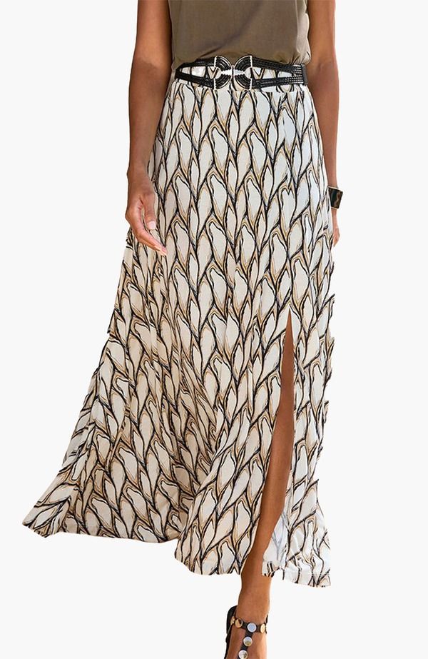 ラスカーナ レディース ボトムスカート サイドスリット マキシ LASCANA Side Slit Maxi Skirt Ivory Khaki アイボリー