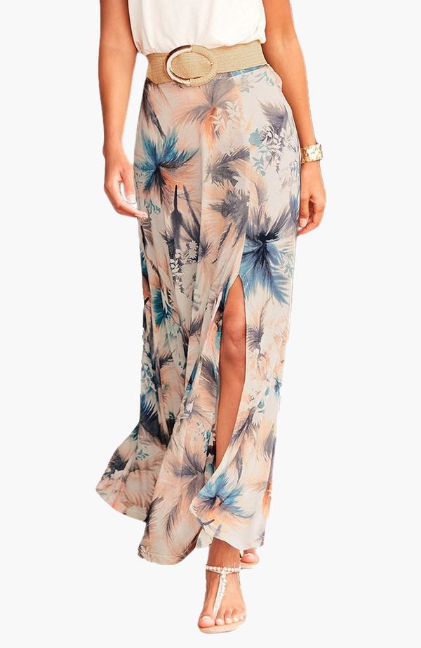 ラスカーナ レディース ボトムスカート サイドスリット マキシ LASCANA Side Slit Maxi Skirt Blue Sand ブルー 13,675円