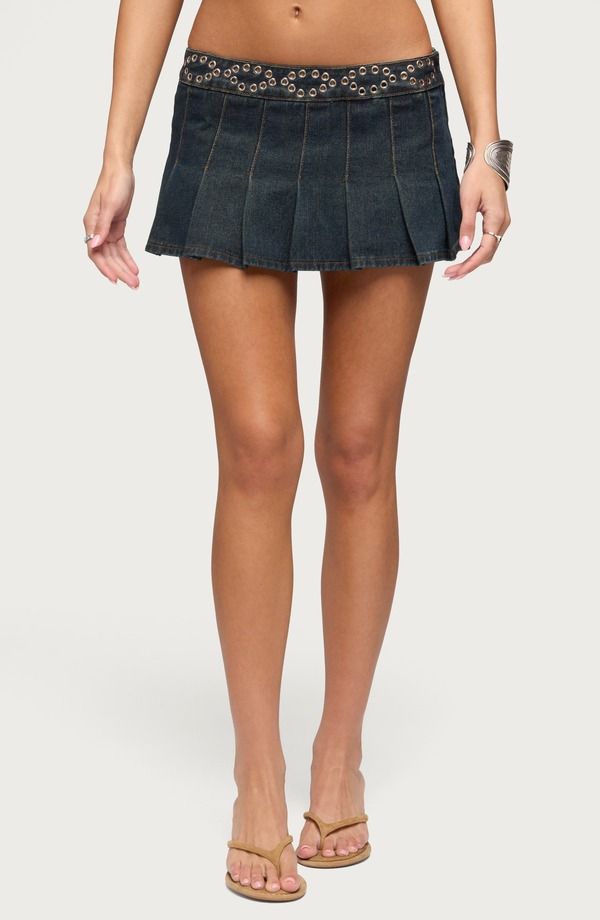 アディクテッド レディース ボトムス ハーフパンツ・ショーツ EDIKTED Roria Grommet Skort DARKBLUEWASHED ブルー