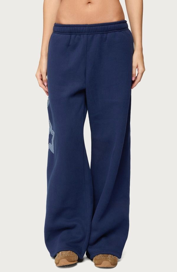アディクテッド レディース ボトムス カジュアルパンツ ストレート スウェットパンツ EDIKTED Starly Straight Leg Sweatpants NAVY ネイビー