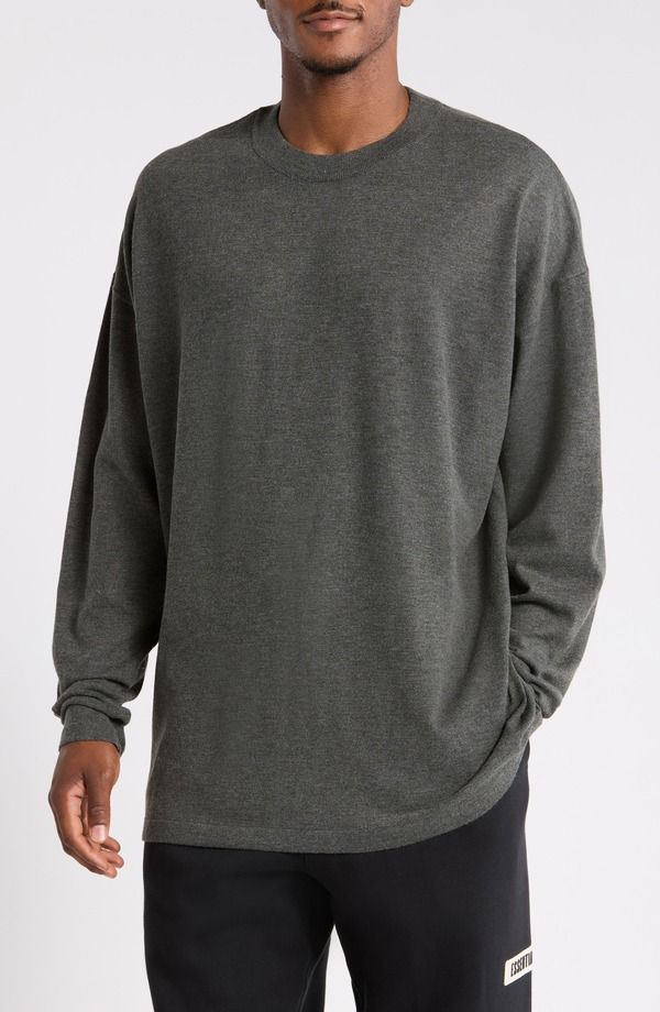 フィアオブゴッド メンズ トップス Tシャツ ニット Fear of God Essentialsoft Knit Long Sleeve TShirt IRON GREY グレー
