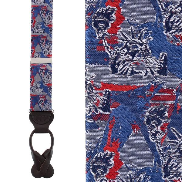 トラファルガー メンズ アクセサリー ベルト シルク Trafalgar Freedoms Torch Patriotic Silk Novelty Button End Suspenders Mul