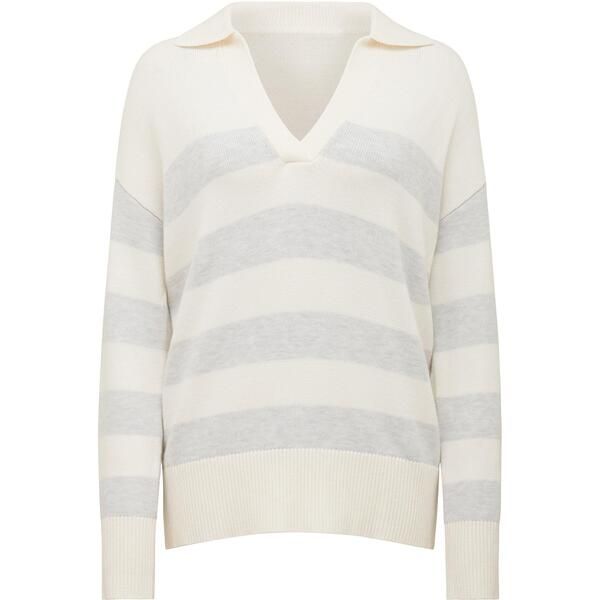 フォーエバーニュー レディース アウター カーディガン ポロシャツ Forever New Nicole Striped Polo Collar Jumper Porcelain Navy ネイビー