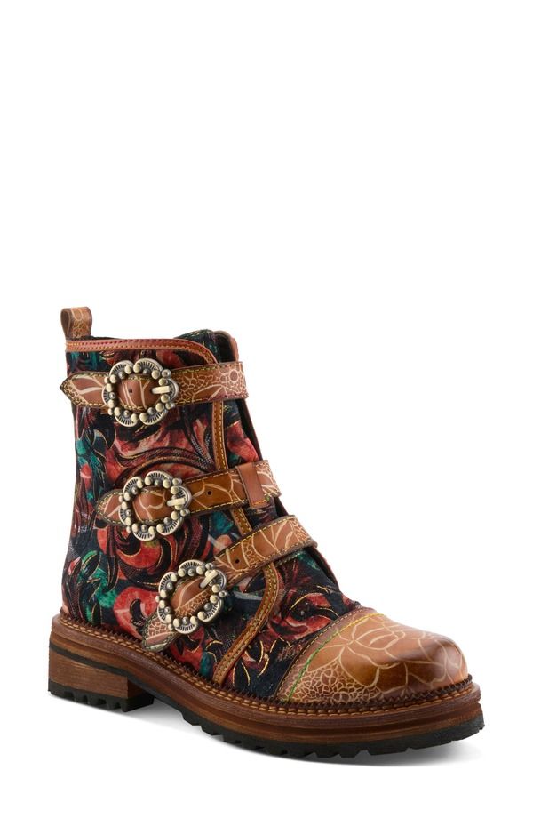 スプリングステップ レディース シューズ ブーツ・レインブーツ LArtiste by Spring Step Thisway Buckle Strap Bootie Women TAN MULTI