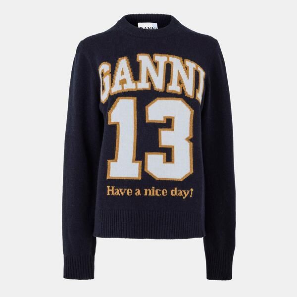 ガニー レディース アウター カーディガン Ganni Baseball Crew Jumper Sky Captain