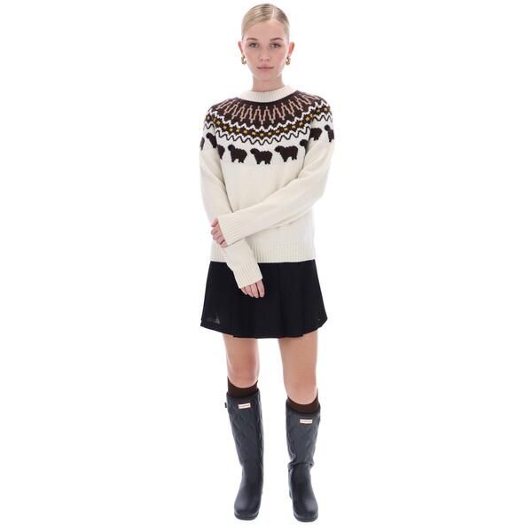 ハンター レディース アウター ニット・セーター クルーネック Hunter Womens Fairisle Crew Neck Jumper Antique White ホワイト