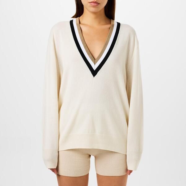 ボス レディース アウター カーディガン ニット Boss Womens Felipina Knitted Jumper Vneckline Stripes Open White 118 ホワイト 22,578円