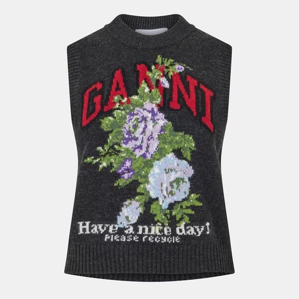 ガニー レディース アウター カーディガン ベスト ウール Ganni Womens Rose Wool Vest Phantom