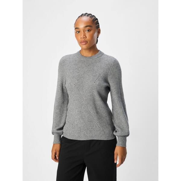 オブジェクト レディース アウター カーディガン クルーネック Object Womens Ditte Crew Neck Jumper Medium Grey グレー