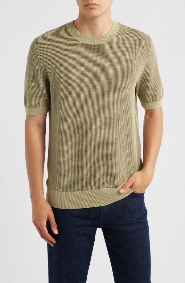 ボス メンズ アウター パーカー・スウェット クルーネック セーター コットン BOSS Leale Short Sleeve Cotton Crewneck Sweater BEIGE KHAKI