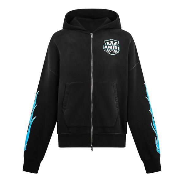アミリ メンズ アウター パーカー・スウェット Amiri Mens MA Flames Zip Hoodie Black ブラック