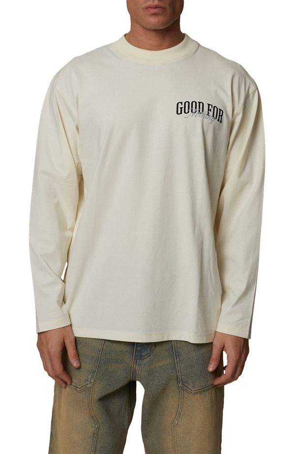 グッドフォーナッシング メンズ トップス Tシャツ Good For Nothing Oversized Long Sleeve Revival TShirt Ivory アイボリー