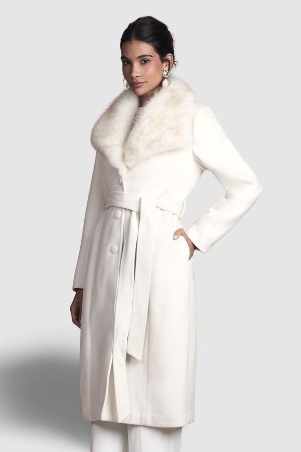 コースト レディース アウター ジャケット・ブルゾン ミディ コート Coast Faux Fur Collar Belted Midi Coat Ivory アイボリー 36,270円