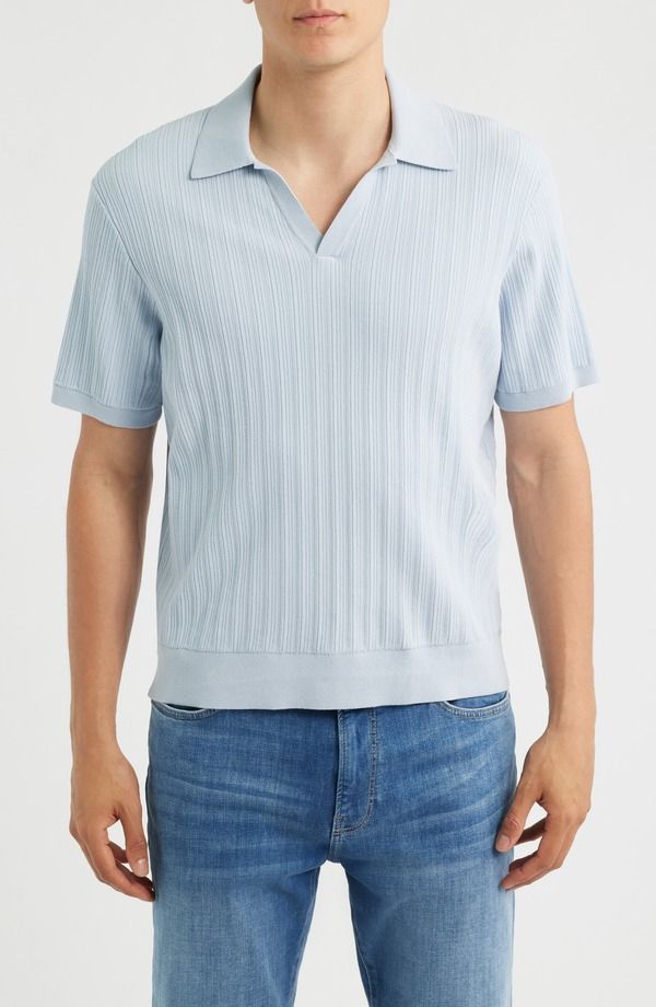 ワックスロンドン メンズ トップス ポロシャツ コットン Wax London Siena Textu red Cotton Blend Polo LIGHT BLUE ブルー 36,270円