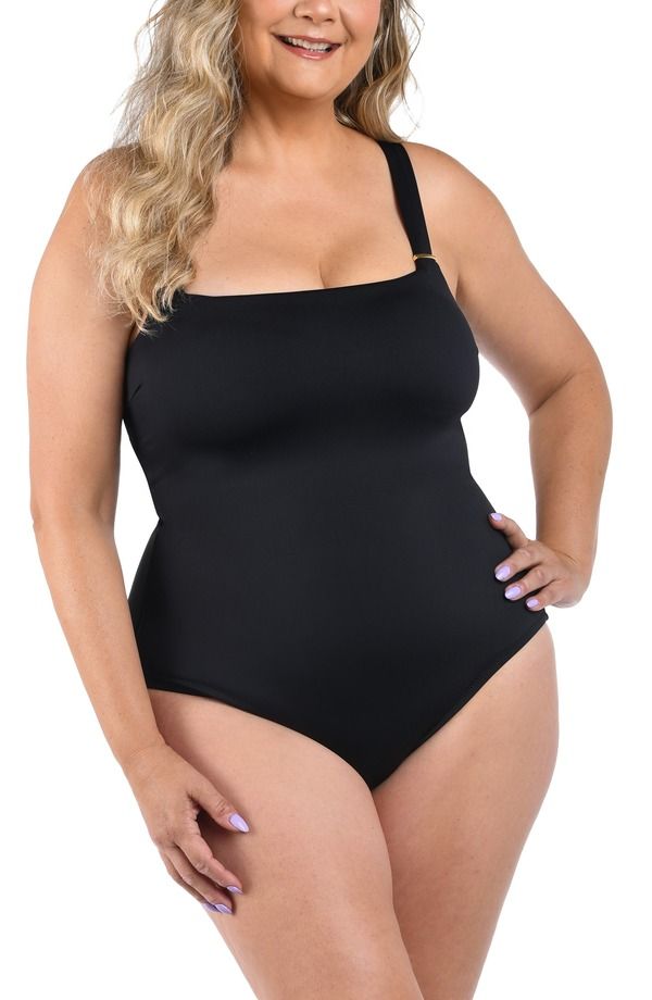 ラブランカ レディース トップス ワンピース プラスサイズ La Blanca Luxe Square Neck OnePiece Swimsuit Plus BLACK ブラック
