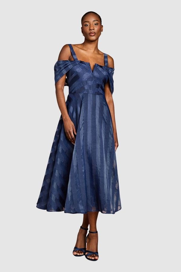 コースト レディース トップス ワンピース ミディ Coast Organza Bardot Midi Dress Navy ネイビー
