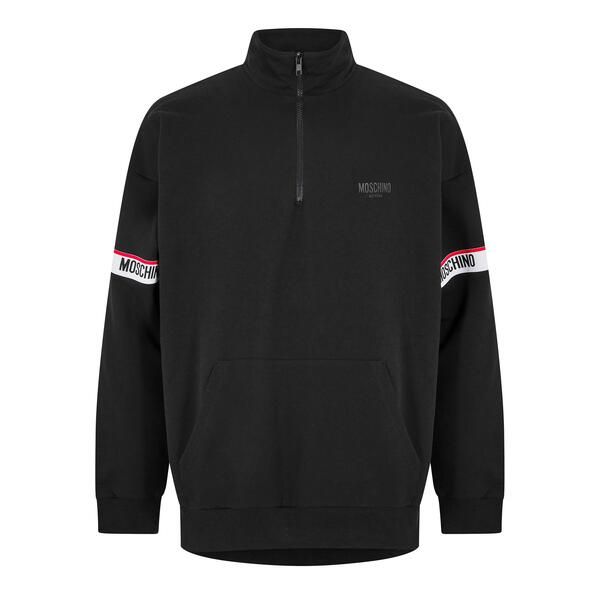 モスキーノ メンズ アウター パーカー・スウェット フリース Moschino Mens Tape QZ 14 Zip Fleece Black ブラック